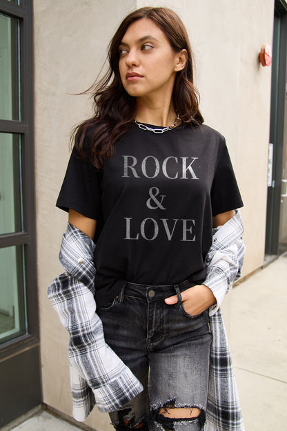 Simply Love Full Size ROCK ＆ LOVE Short Sleeve T-Shirt