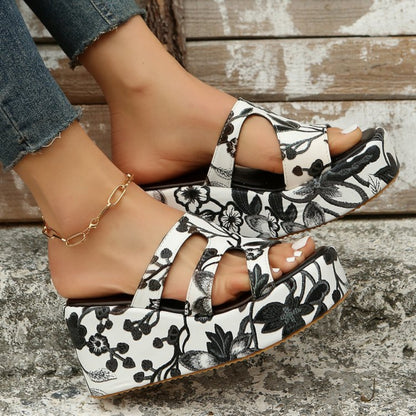 Cutout Floral Peep Toe Sandals